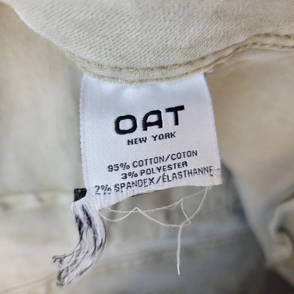OAT New York‎ Cargo Jeans Womens 4/27 Green Wide Leg Raw Hem High Rise Utility